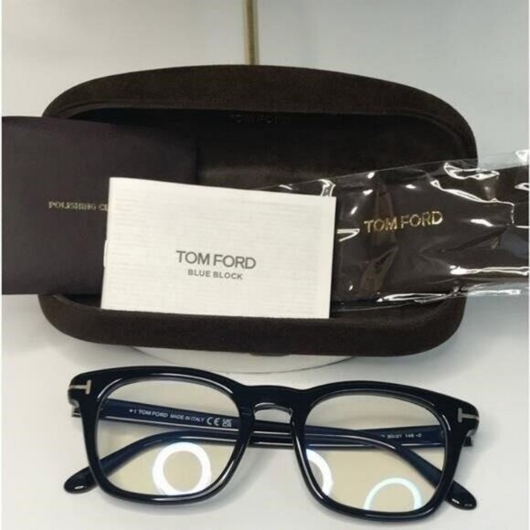 New Authentic Tom Ford Blue Light Block Square Unisex Eyeglasses FT5542-B 001 50 - Picture 5 of 12